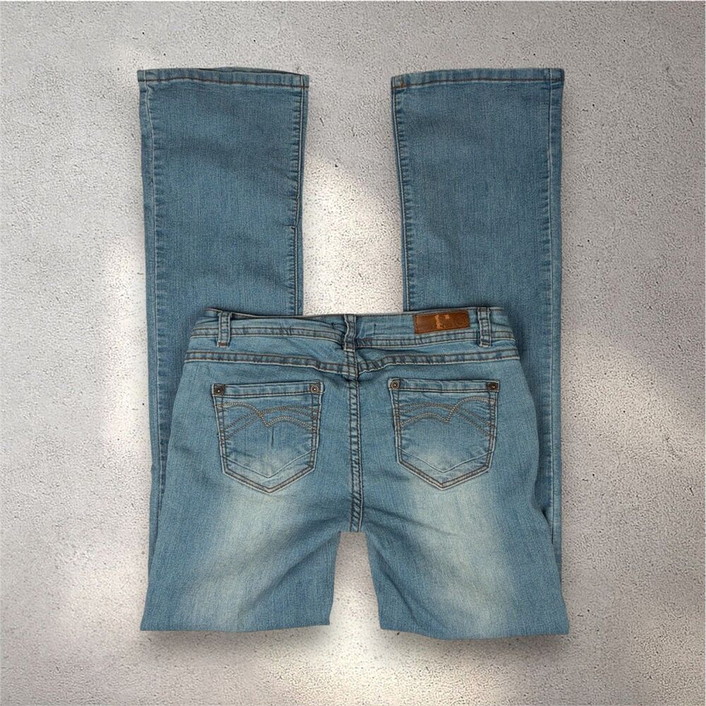 C'est Toi USA Slim Bootcut Jeans Juniors 9 Blue Faded Western Coastal Chic Y2K